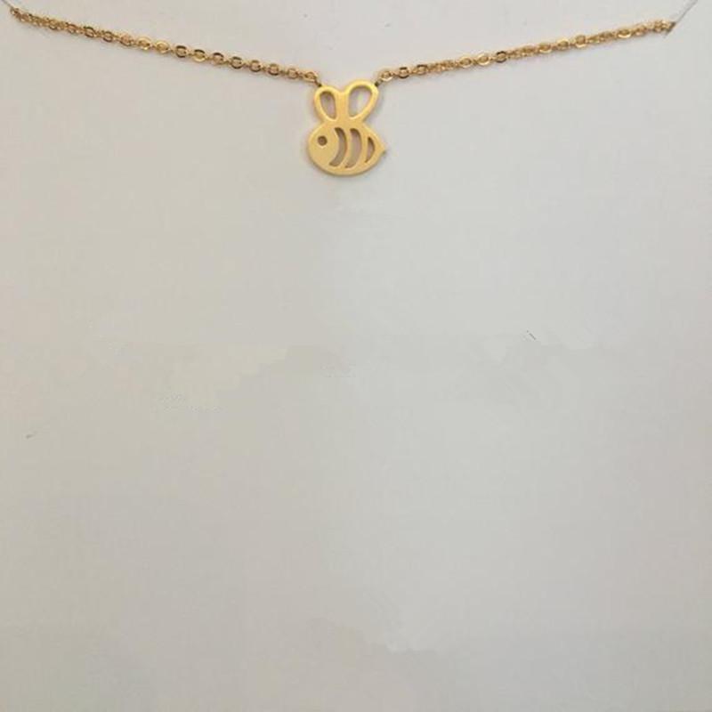 Simple Hollow Little Bee Pendant Necklace Environmental Protection Gold Plated Silver Female Clavicle Chain Wholesale