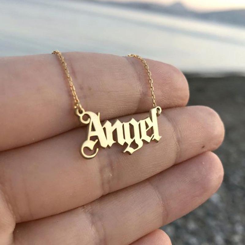 Fashion Simple Wind Letter Angel Necklace Popular Personality Angel Clavicle Chain