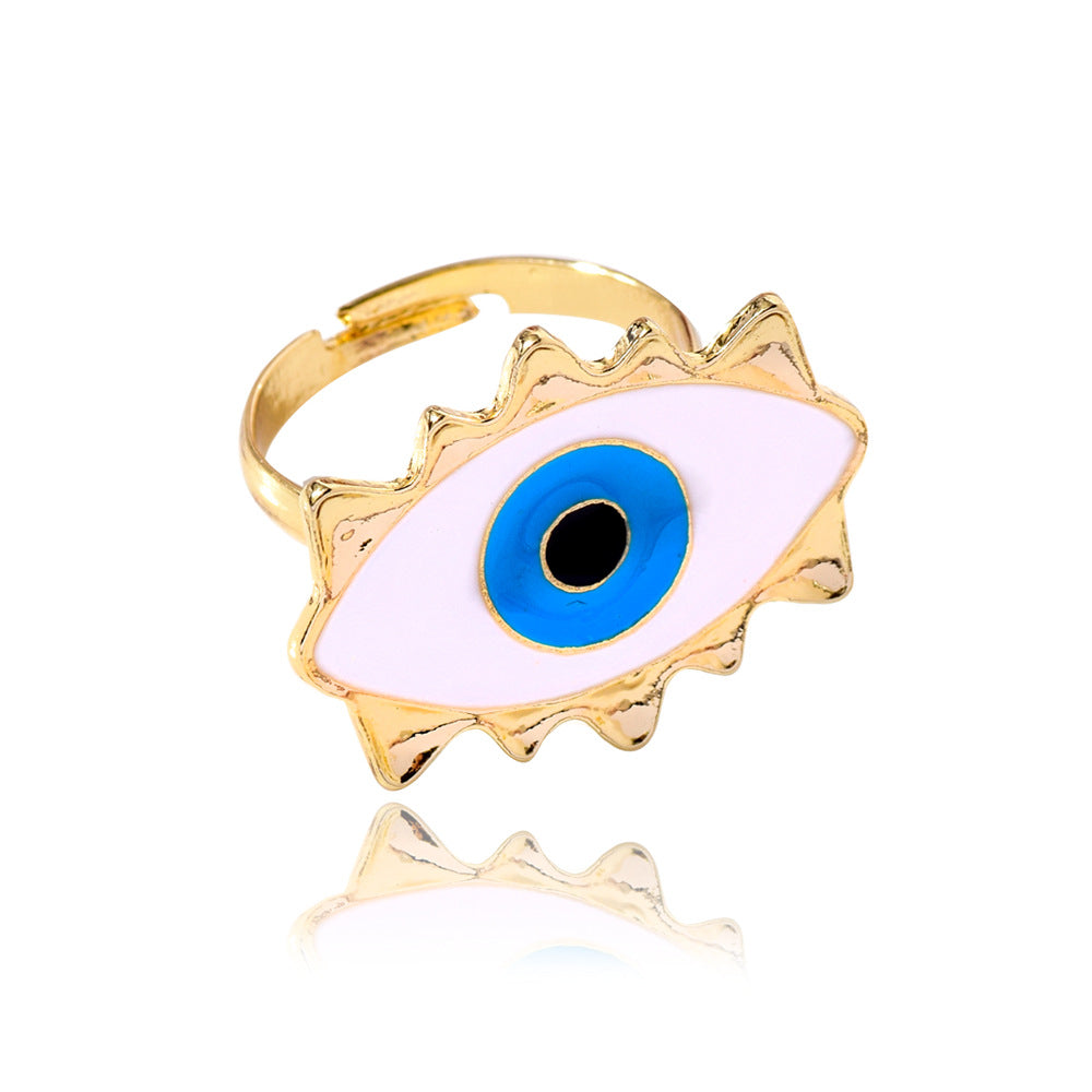 Wholesale Jewelry Simple Style Devil's Eye Heart Shape Alloy Enamel Open Rings