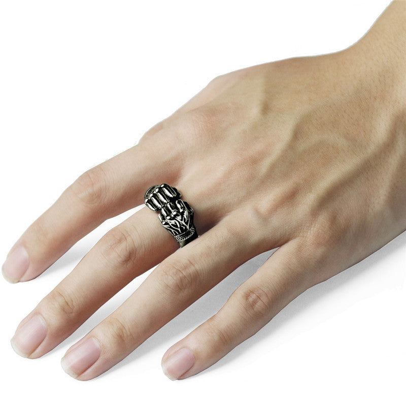 Retro Fashion Double Fist Clasp Opening Adjustable Ring Wholesale Gooddiy