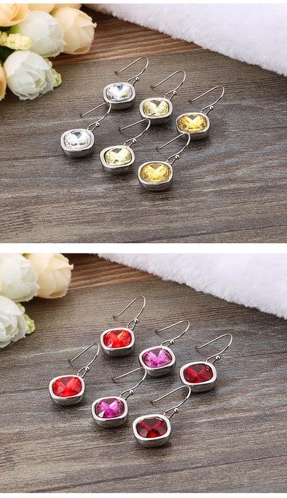 Fashion Square Multicolor Zircon Stainless Steel Earrings Wholesale Gooddiyjewelry