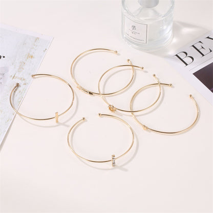 New Fashion Five-piece Arrow Love Metal Simple Alloy Bracelet Set For Women