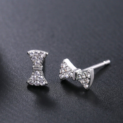 1 Pair IG Style Sweet Bow Knot Inlay Copper Zircon Ear Studs