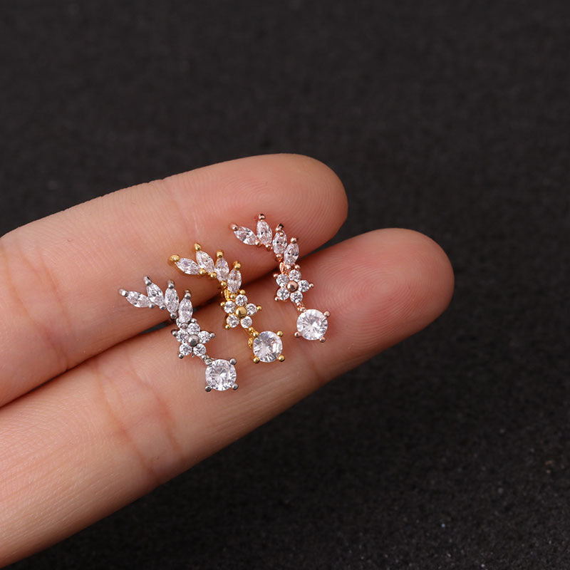 Korean  New Stainless Steel Zircon Earrings