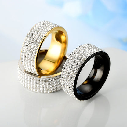 Fashion Geometric Stainless Steel Diamond Artificial Gemstones Rings