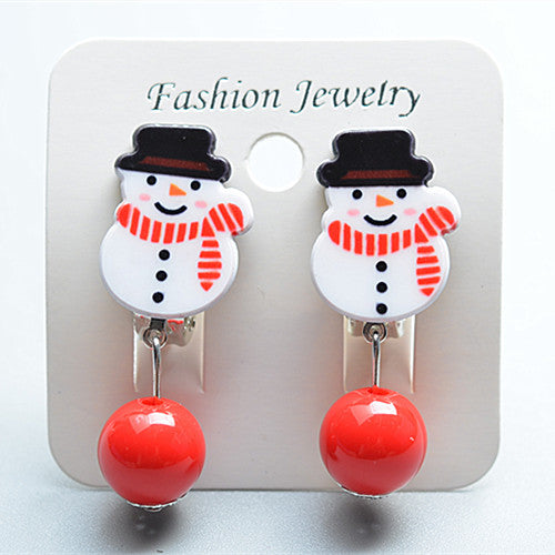 Fashion Christmas Tree Santa Claus Plastic Resin Girl's Drop Earrings Ear Clips 1 Pair