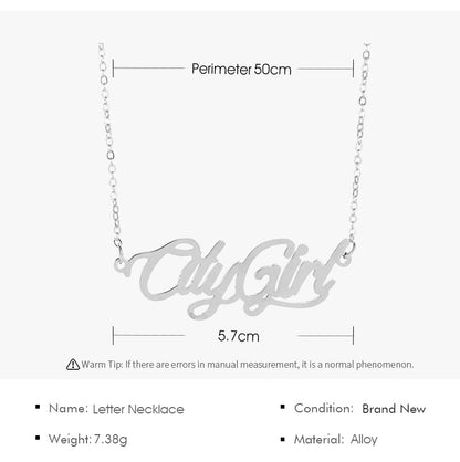 Fashion Simple Ladies Wild Lettering Alloy Clavicle Chain Necklace