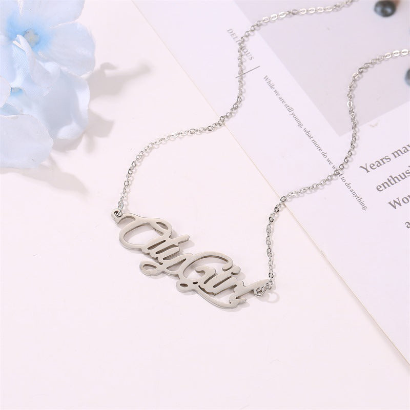 Fashion Simple Ladies Wild Lettering Alloy Clavicle Chain Necklace