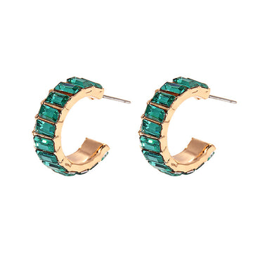 Ornament Alloy Geometric Color T European And American Earrings Gem C Rhinestone Crystal Women's Stud Earrings  Earrings