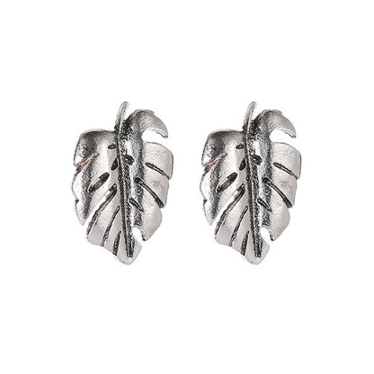 Earrings Turtle Shell Earrings Alloy Plating Gold Gold Silver Tree Leaf Ear Studs Feather Ear Studs