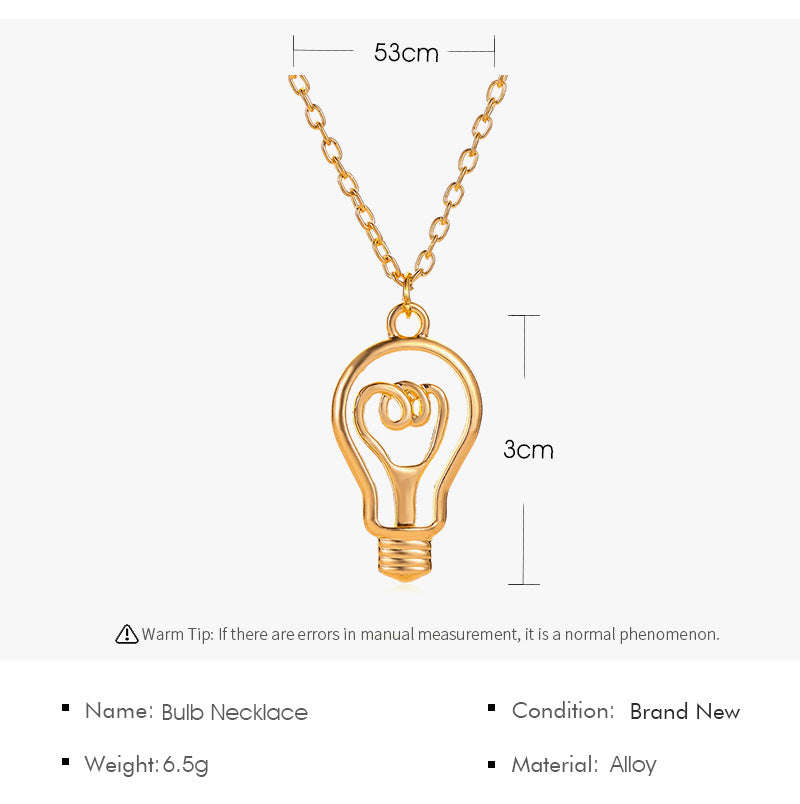 New Light Bulb Shape Ladies Wild Alloy Clavicle Chain Pendant Necklace Jewelry