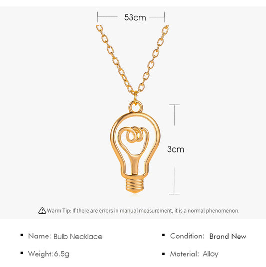 New Light Bulb Shape Ladies Wild Alloy Clavicle Chain Pendant Necklace Jewelry