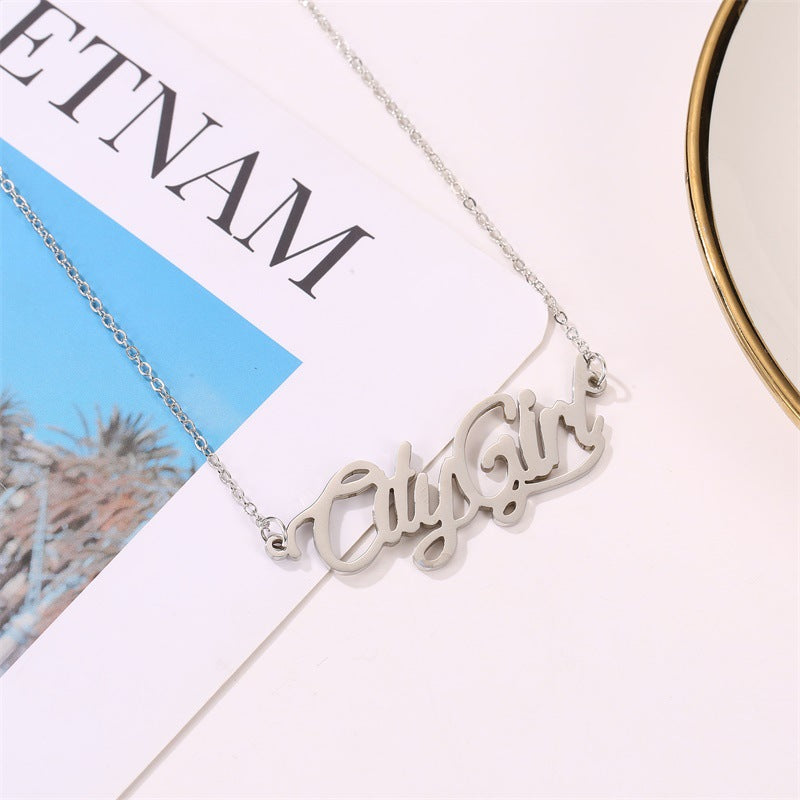 Fashion Simple Ladies Wild Lettering Alloy Clavicle Chain Necklace