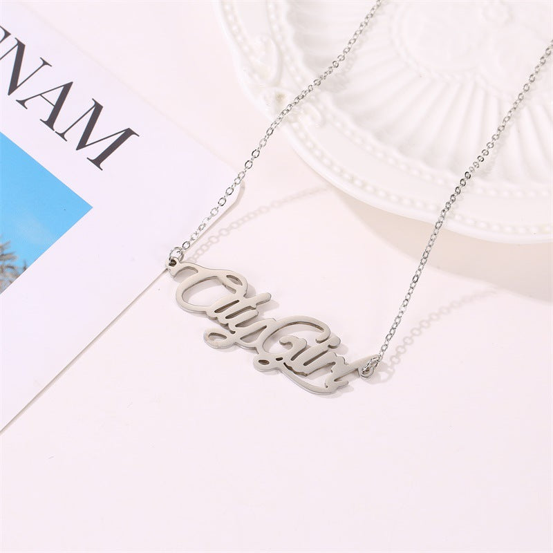 Fashion Simple Ladies Wild Lettering Alloy Clavicle Chain Necklace