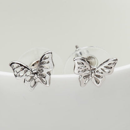 New Glossy Hollow Butterfly Ear Studs Gold Plated Silver Rose Cute Insect Ear Studs Wholesale