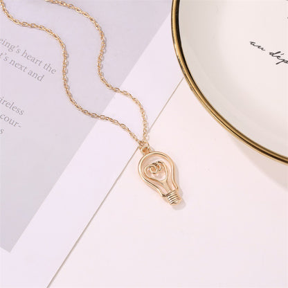 New Light Bulb Shape Ladies Wild Alloy Clavicle Chain Pendant Necklace Jewelry