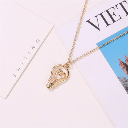 New Light Bulb Shape Ladies Wild Alloy Clavicle Chain Pendant Necklace Jewelry