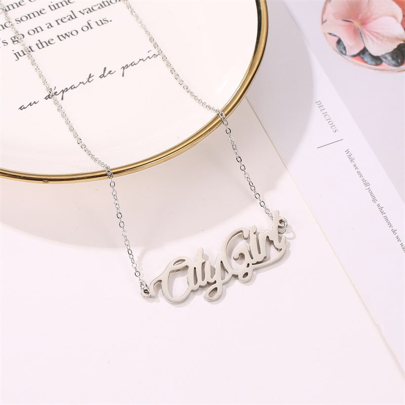 Fashion Simple Ladies Wild Lettering Alloy Clavicle Chain Necklace