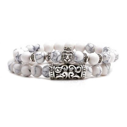 White Turquoise Owl Buddha Head Elbow Set Bracelet Lion Head Ghost Beaded Bracelet