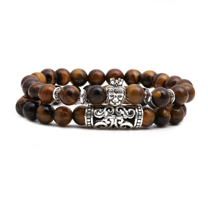 Tiger Eye Stone Owl Buddha Head Bend Set Bracelet Lion Head Elephant Beaded Bracelet