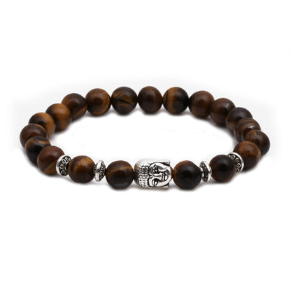 Tiger Eye Stone Owl Buddha Head Bend Set Bracelet Lion Head Elephant Beaded Bracelet