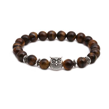 Tiger Eye Stone Owl Buddha Head Bend Set Bracelet Lion Head Elephant Beaded Bracelet