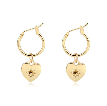 European Simple Small Love Pendant Ear Ring Fashion Gold And Silver Color Heart-shaped Hoop Earrings Ear Clip Female Cross-border Hot
