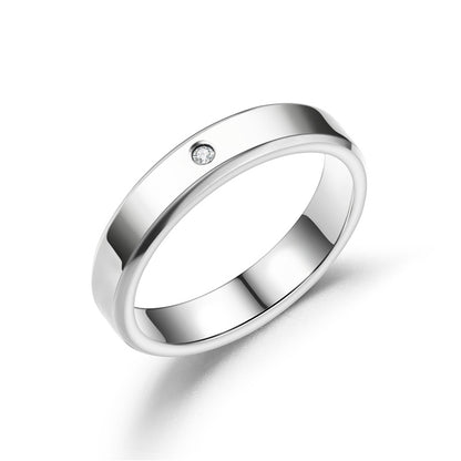 New Titanium Steel Double Beveled High-grade Diamond Ring Couple Ring