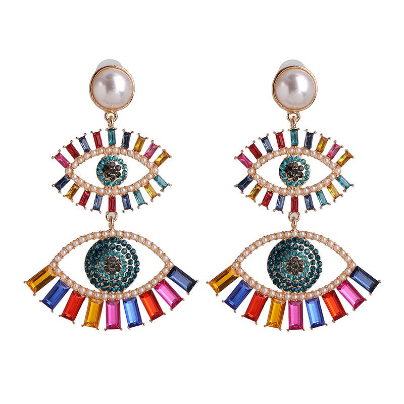 Fashion Eye Diamond Alloy Acrylic Earrings Ear Studs