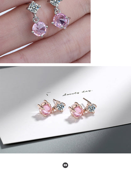 1 Pair Ig Style Simple Style Round Plating Inlay Copper Zircon Drop Earrings