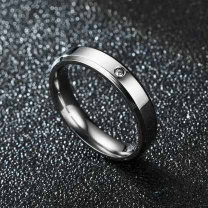 New Titanium Steel Double Beveled High-grade Diamond Ring Couple Ring