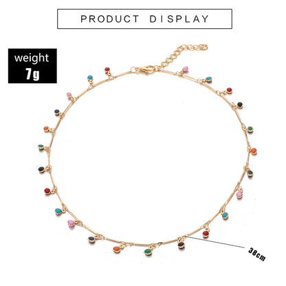 Fashion Candy Color Tassel Color Small Ball Single Layer Necklace