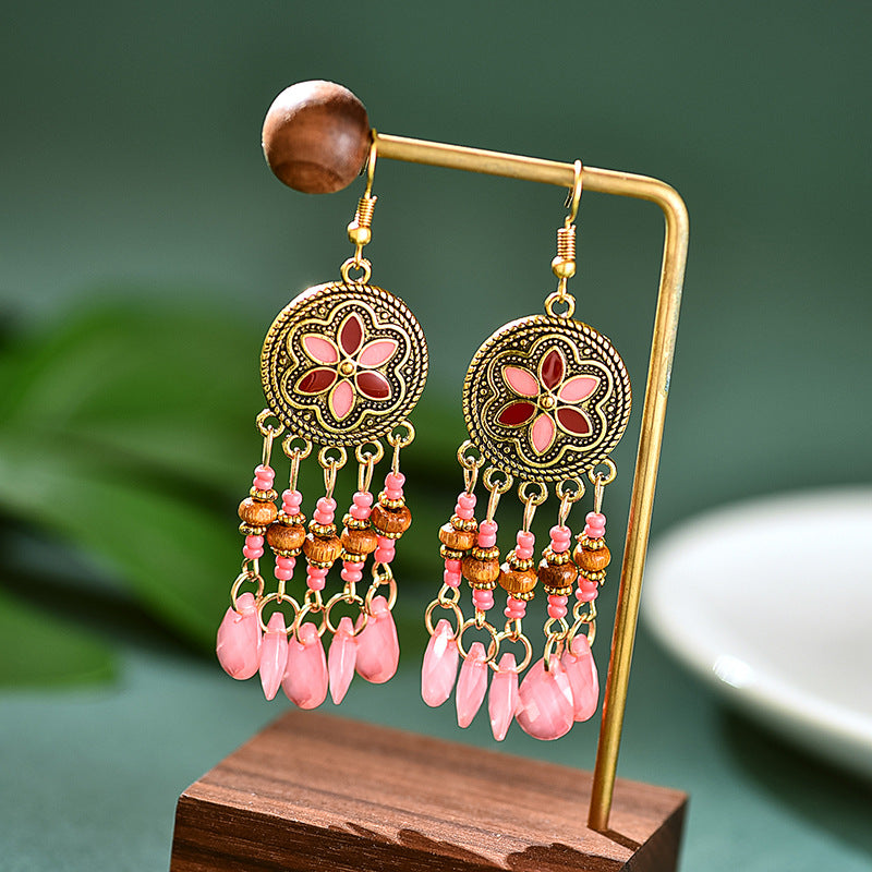 1 Pair Vintage Style Flower Metal Plating Women's Drop Earrings