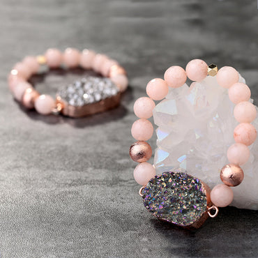 Elegant Geometric Solid Color Natural Stone Vug Stone Inlay Gem Bracelets