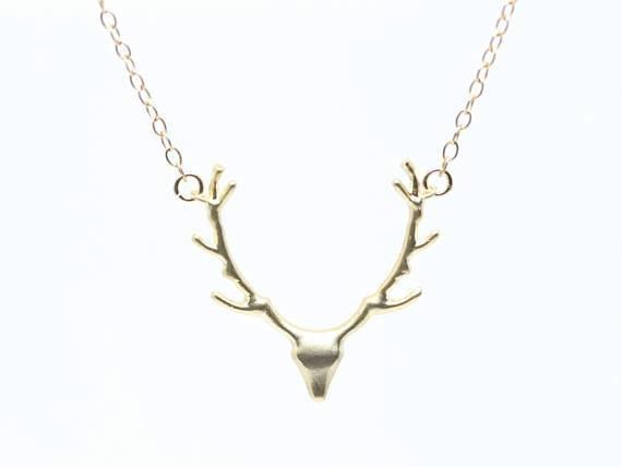 Simple Antler Necklace Christmas Elk Reindeer Pendant Necklace Female Clavicle Chain Fawn Antler Necklace Wholesale