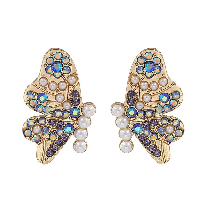 New Exaggerated Earrings Butterfly Diamond Earrings Wholesale