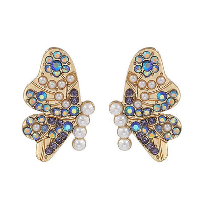 New Exaggerated Earrings Butterfly Diamond Earrings Wholesale