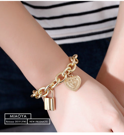 Bracelet Punk Style Hip-hop Thick Chain Lock Bracelet New Couple Jewelry