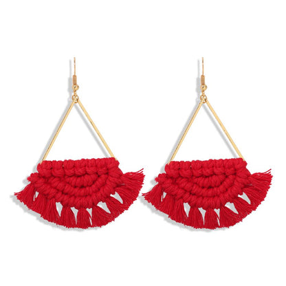 New Bohemian Fan-shaped Hand-woven Earrings For Women Wholesale