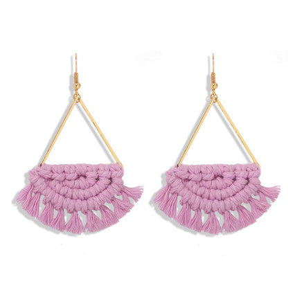 New Bohemian Fan-shaped Hand-woven Earrings For Women Wholesale