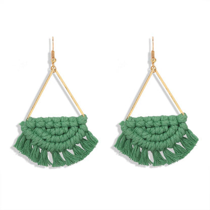 New Bohemian Fan-shaped Hand-woven Earrings For Women Wholesale