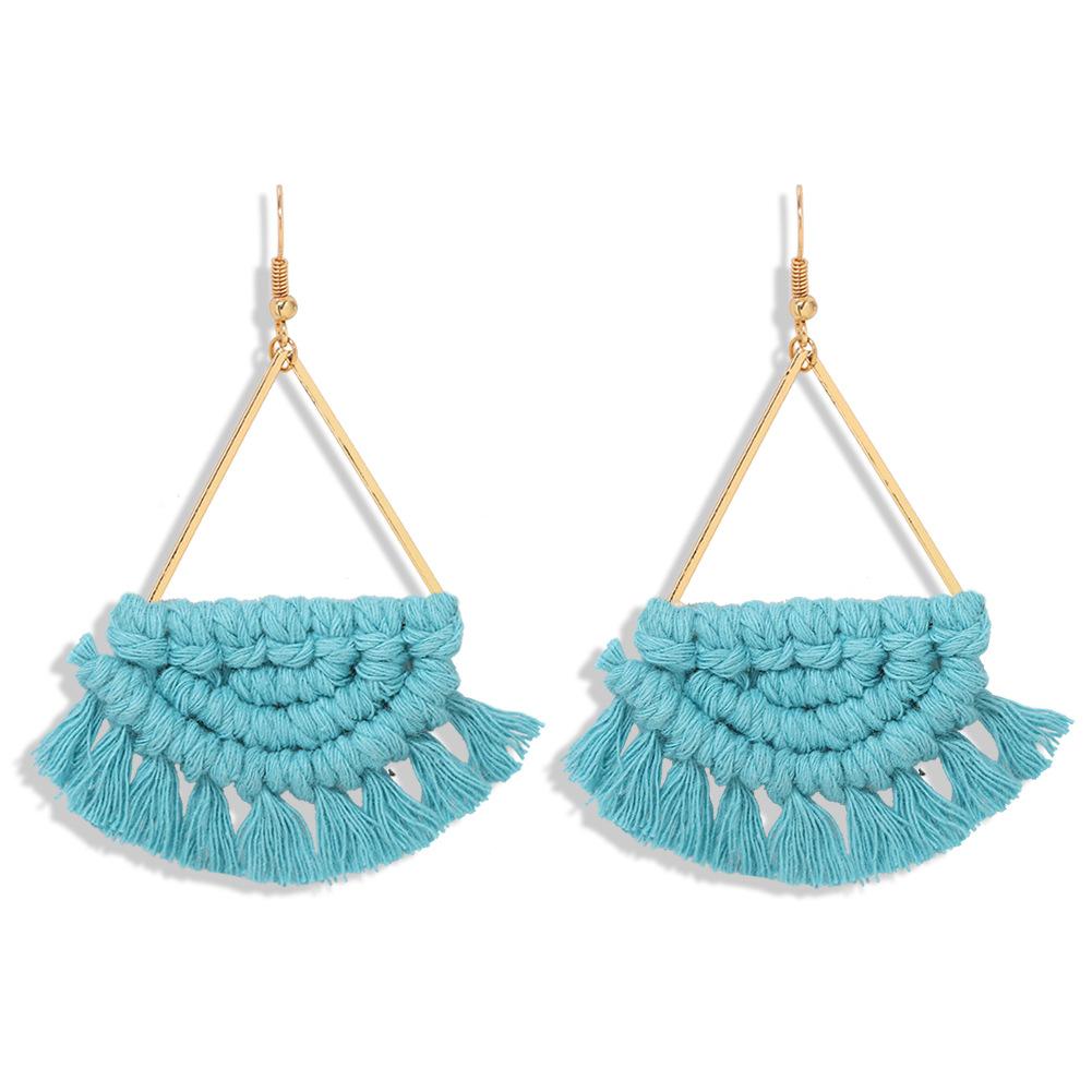 New Bohemian Fan-shaped Hand-woven Earrings For Women Wholesale