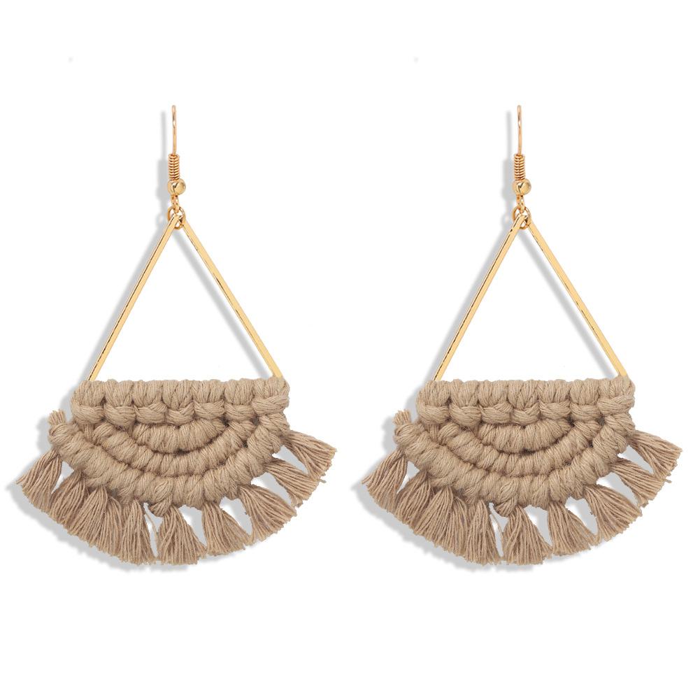 New Bohemian Fan-shaped Hand-woven Earrings For Women Wholesale