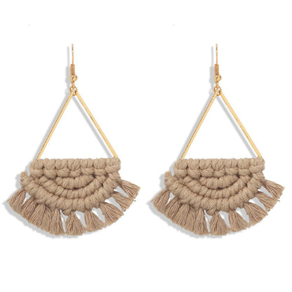 New Bohemian Fan-shaped Hand-woven Earrings For Women Wholesale