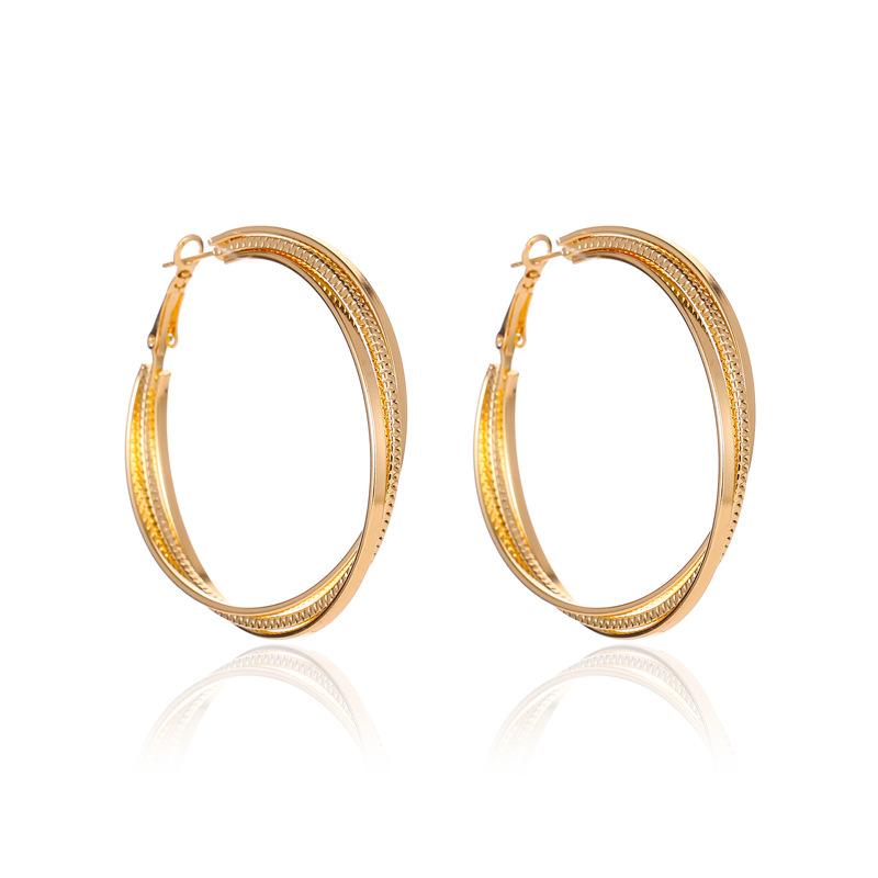 New Fashion Exaggerated Geometric Multi-layer Large Circle Earrings Simple Three-layer Cross Earrings For Women Wholesale