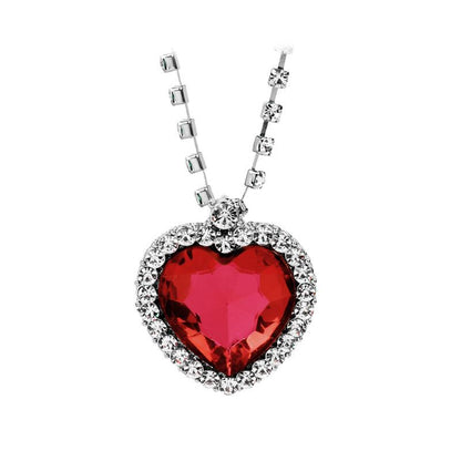 Fashion Heart Alloy Inlaid Gemstone Women's Necklace