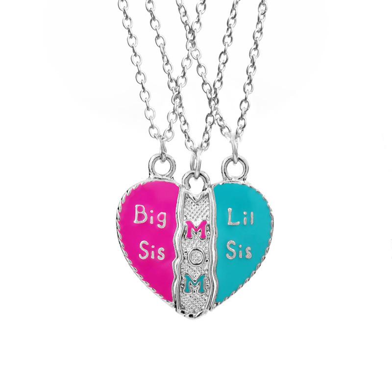 Oil Drop Necklace Good Sister Love Bigmomlittle Three-petal Stitching Necklace Clavicle Chain