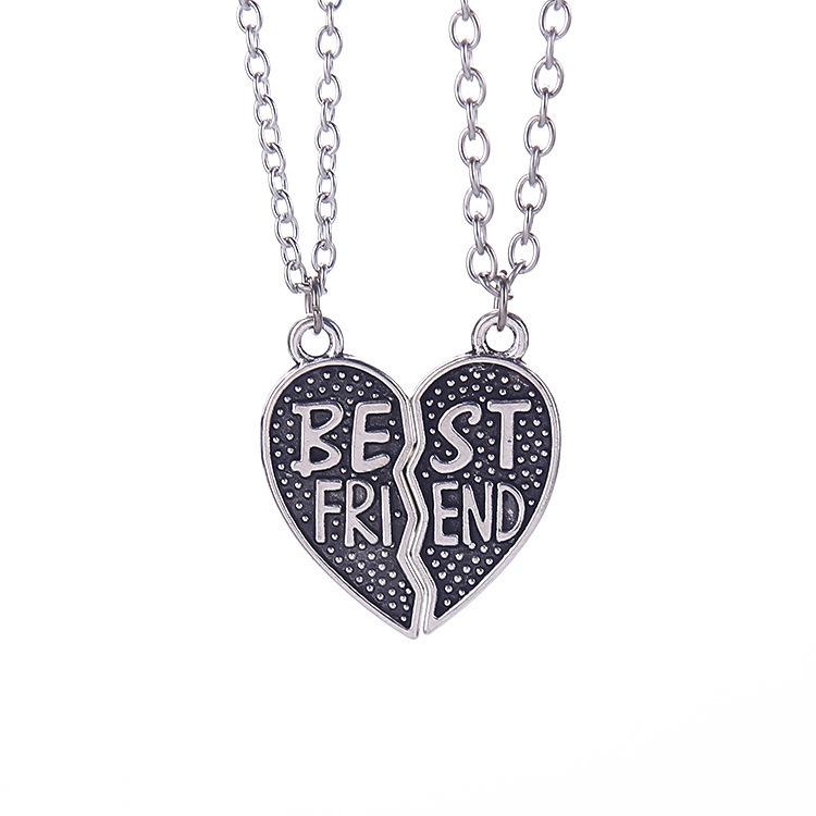 New Fashion Friendship Girlfriends Heart Shaped Broken Heart Best Friends Necklace Yiwu Gooddiy Wholesale