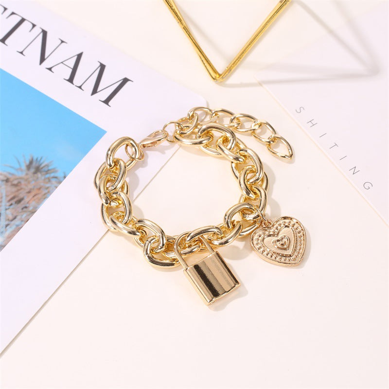 Bracelet Punk Style Hip-hop Thick Chain Lock Bracelet New Couple Jewelry