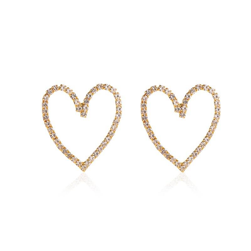 Simple Style Heart Plating Alloy Artificial Gemstones Earrings Ear Studs